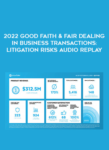 2022 Good Faith & Fair Dealing in Business Transactions: Litigation Risks Audio Replay from https://roledu.com